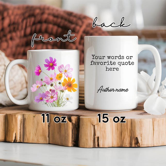 Egendesignad kopp med vilda blommor för kvinnor, m (personalized text mug, Valentine’s Day gift, girlfriend gift, birthday gift for her, Mother’s Day)