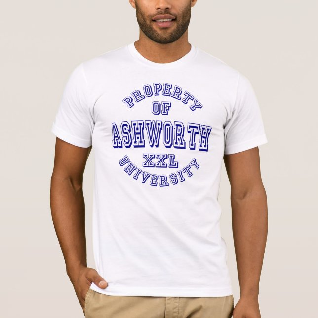 Egendom av den Ashworth universiteten T-shirt (Framsida)