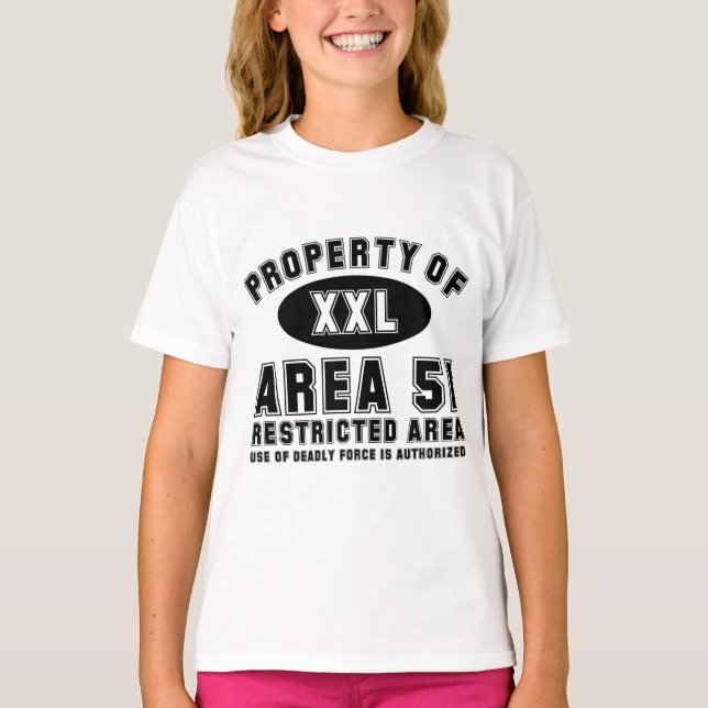 Egendom av område 51 t-shirt (Framsida)