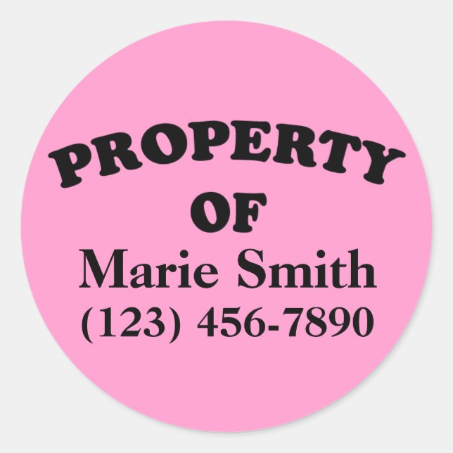 Egendom i Anpassningsbar Sticker Runt Klistermärke (Framsida)