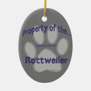Egendom i den förstörda Rotten Rottweiler-nyckelke Julgransprydnad Keramik
