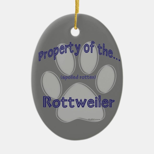 Egendom i den förstörda Rotten Rottweiler-nyckelke Julgransprydnad Keramik (Framsidan)