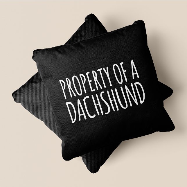 Egendom i en Dachshund-Chic, Cute & Funny Black Kudde (Property Of A Dachshund Chic, Cute & Funny Black Throw Pillow)