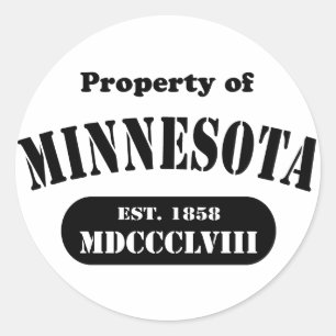 Egendom i Minnesota - svart text Runt Klistermärke