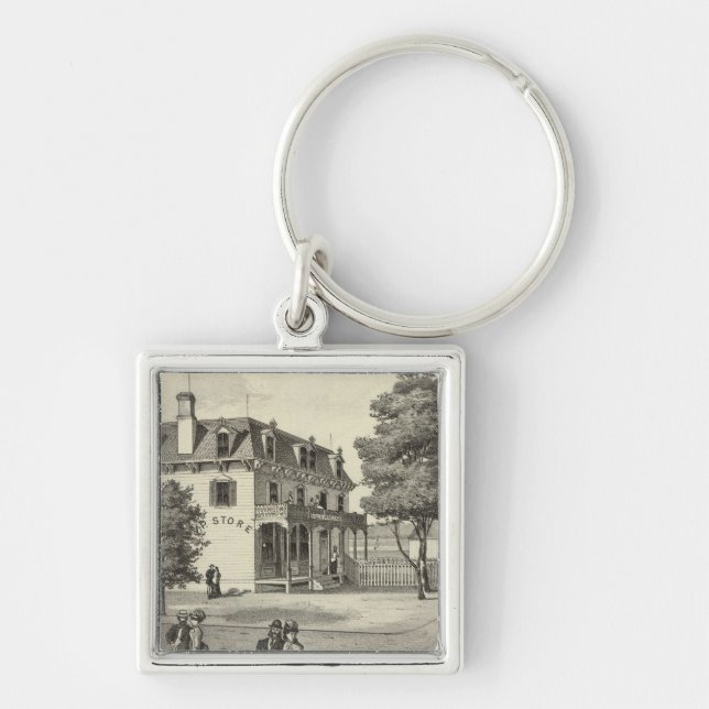 Egendom i Wm V Reid, Villa Park, NJ Fyrkantig Silverfärgad Nyckelring (Framsidan)