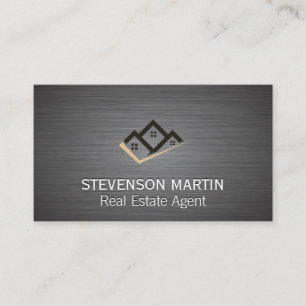 Egendom Icon   Metallic Brushed Struktur Visitkort