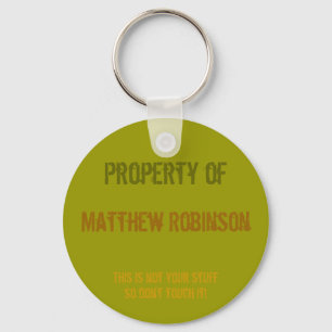 "Egendom of" Identification Keychain - Anpassad Nyckelring