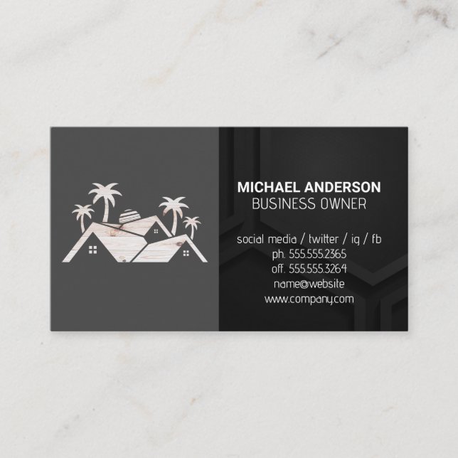 Egendom Real Gods Wood Logotyp Visitkort (Framsida)