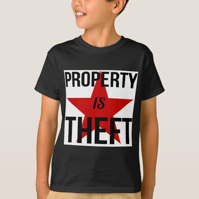 Egendomen är stölden - anarkistsocialistkommunist tee (Framsida)