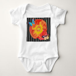 EGENNAMN BABY BOMULLS BODY RÖD VALMUEBLOMMA T SHIRT