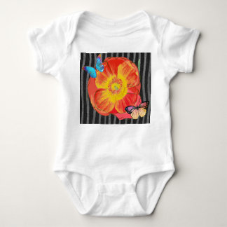 EGENNAMN BABY BOMULLS BODY RÖD VALMUEBLOMMA T SHIRT