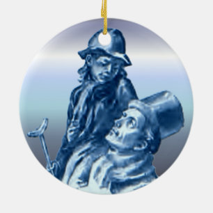 Egennamn Cratchit och mycket liten Tim julsång Julgransprydnad Keramik