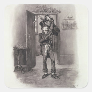 Egennamn Cratchit och mycket små Tim, från Fyrkantigt Klistermärke