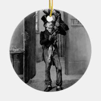 Egennamn Cratchit och mycket små Tim. Julgransprydnad Keramik