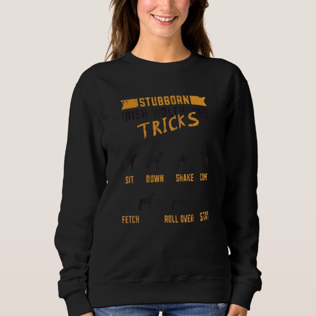 Egensinnig irländsk wolfhound-trick Sitter Ner Ska T Shirt (Framsida)
