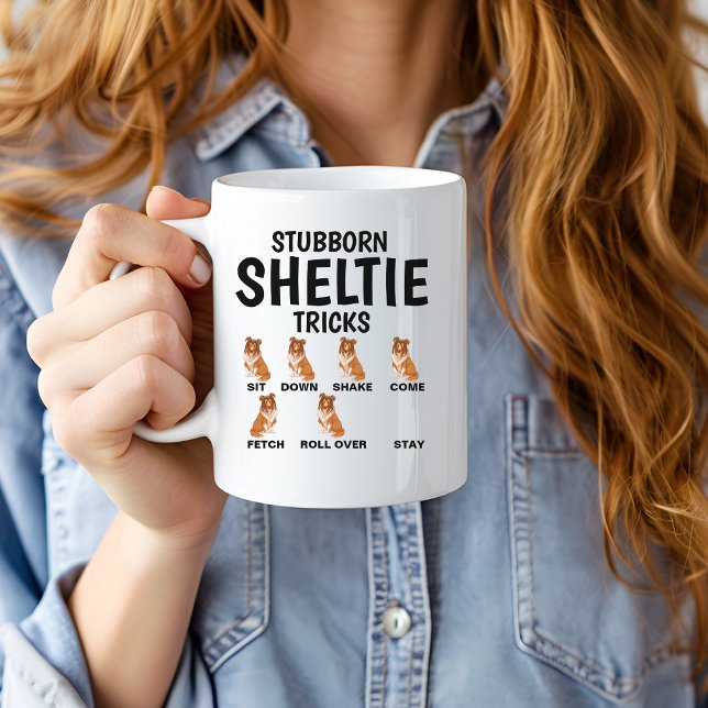 Egensinniga Sheltie-trick, rolig Shetlandsponshund Mugg (Skapare uppladdad)