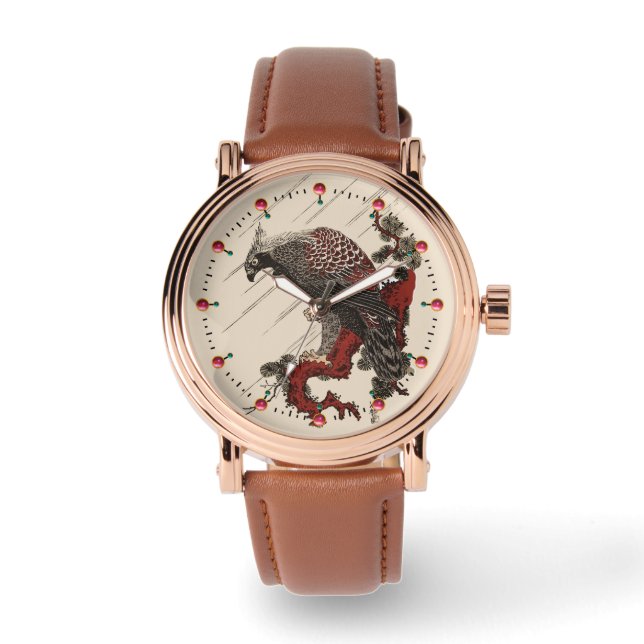 EGENSKAP OM GRÄS GREN I RAIN Ukiyoe Armbandsur (Framsida)