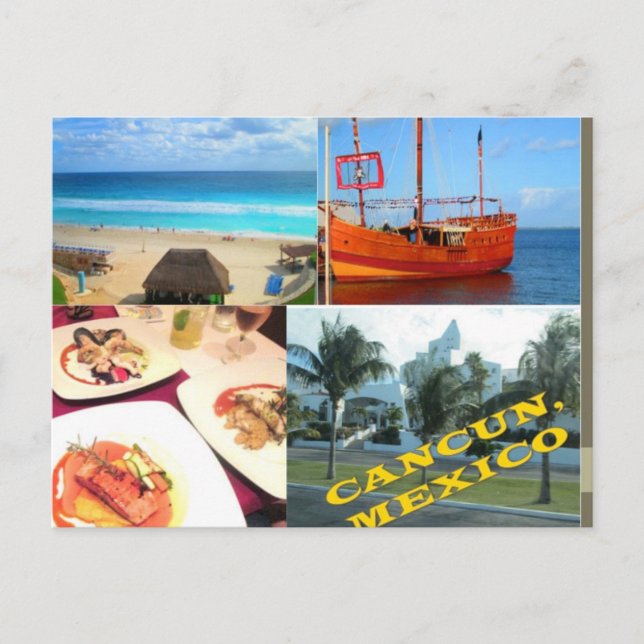 EGENUTFORMADE POSTKORT - CANCUN KOLLAGE 1 VYKORT (Framsida)