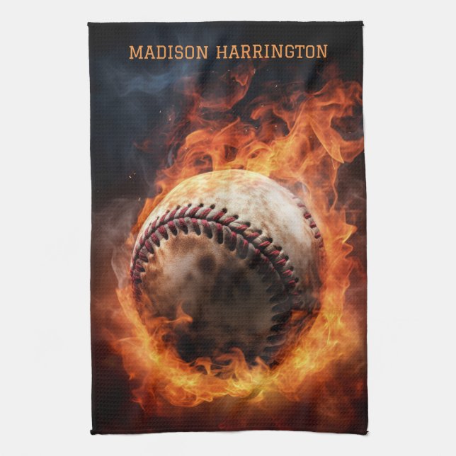 Eget namn Baseball vid brand Kökshandduk (Vertikal)