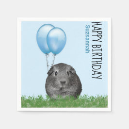 Eget namn Birthday Guinea Gris Blue Balloations Pappersservett