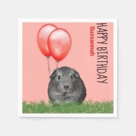 Eget namn Birthday Guinea Gris Red Balloations Pappersservett