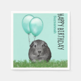 Eget namn Birthday Guinea Gris Teal Balloations Pappersservett