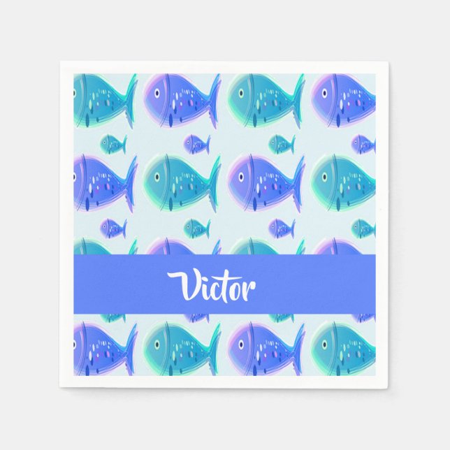 Eget namn blåfisk pappersservett (Framsidan)