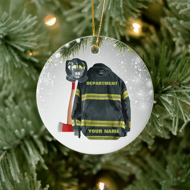 Eget namn Brandsläckningsbrand och röd rädding Julgransprydnad Keramik (Träd)