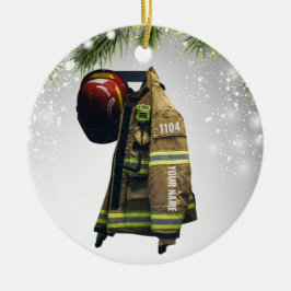 Eget namn Brandsläckningsbrand och röd rädding Julgransprydnad Keramik