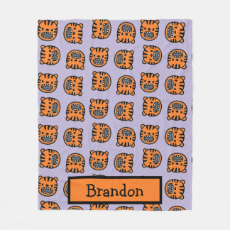 Eget namn: brun tiger ansikte mönster fleecefilt