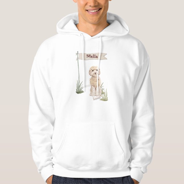 Eget namn Champagne Cockapoo Pet Hund Hoodie (Framsida)