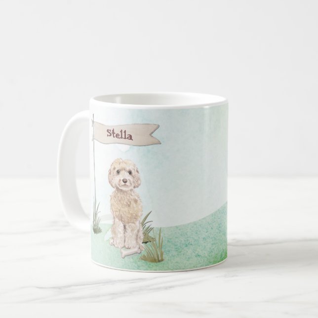 Eget namn Champagne Cockapoo Pet Hund Kaffemugg (Framsida vänster)