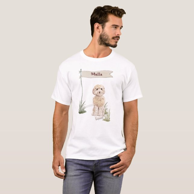 Eget namn Champagne Cockapoo Pet Hund T Shirt (Hel framsida)