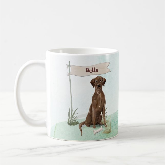 Eget namn Chocolate Lab Pet-Hund Kaffemugg (Vänster)