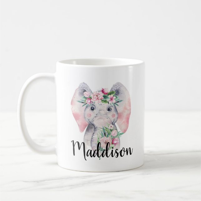 Eget namn Cute Elephant Mugg Mamma Nurse Lärare (Vänster)