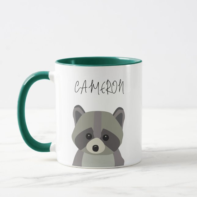 Eget namn Cute Modern raccoon-illustration Mugg (Vänster)