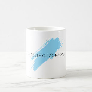 Eget namn dekorativ chic enkel blå vit kaffemugg
