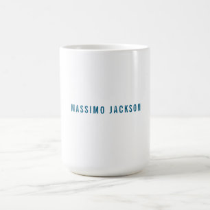 Eget namn dekorativ chic enkel blå vit kaffemugg