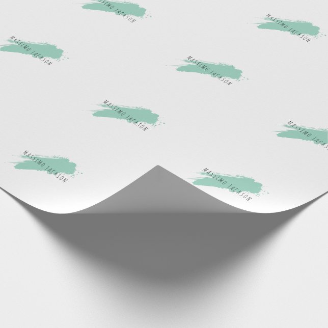 Eget namn dekorativ chic enkel blå vit presentpapper (Hörn)