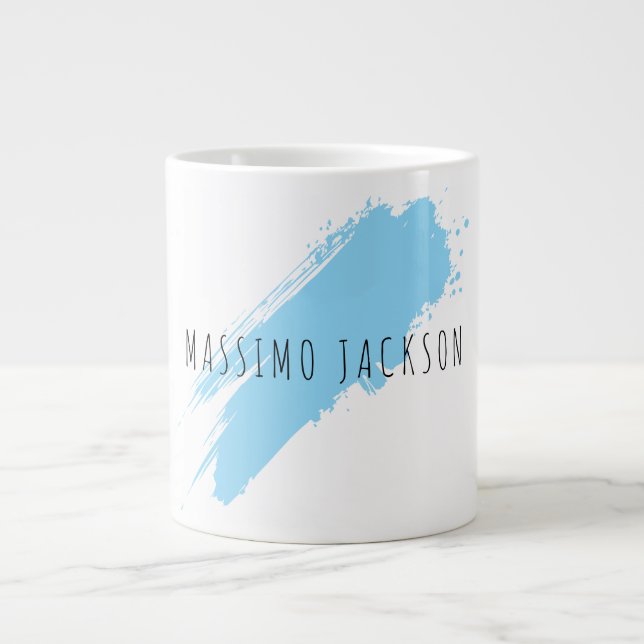 Eget Namn Dekorativ Chic Enkel Enkel Blå Vit Jumbo Mugg (Framsidan)