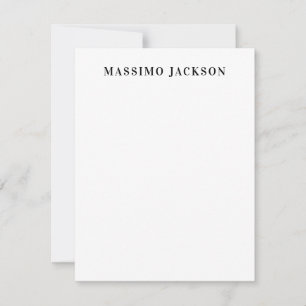 Eget namn dekorativ minimalistisk svart vit anteckningskort