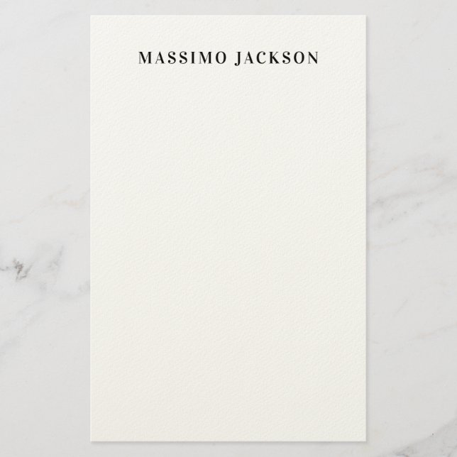 Eget namn dekorativ minimalistisk svart vit brevpapper (Framsida)