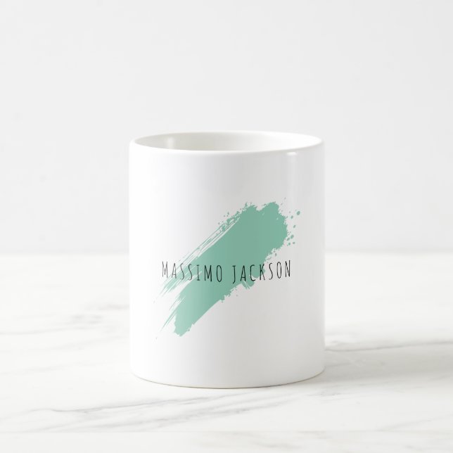 Eget namn dekorativt chic enkelt blå vitt kaffemugg (Center)