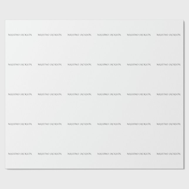 Eget namn dekorativt chic enkelt svart vitt presentpapper (Platt)