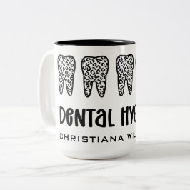Eget namn Dental Hygienist Leopard Skriv ut Teeth Två-Tonad Mugg
