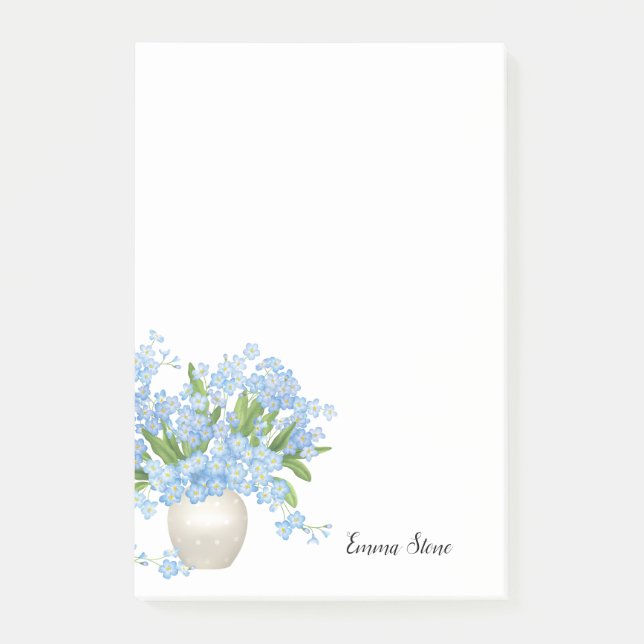 Eget namn efter anteckning med blommor post-it block (Framsida)