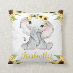 Eget namn Elephant Sunblomma Pillow Gift Kudde