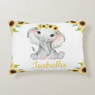 Eget namn Elephant Sunblomma Pillow Gift Prydnadskudde