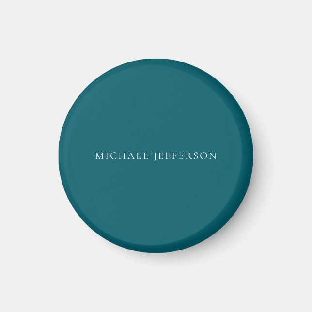 Eget namn enfärgad mörk teal färg personlig specia magnet (Framsidan)
