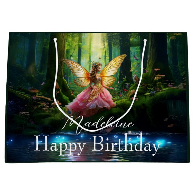 Eget namn Fairy Woodland Grattis på födelsedagen (Framsidan)